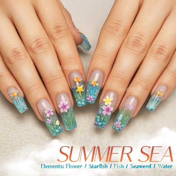 Aexzr® 3D Oceanic Glam Press-on Nail Set (24pcs)